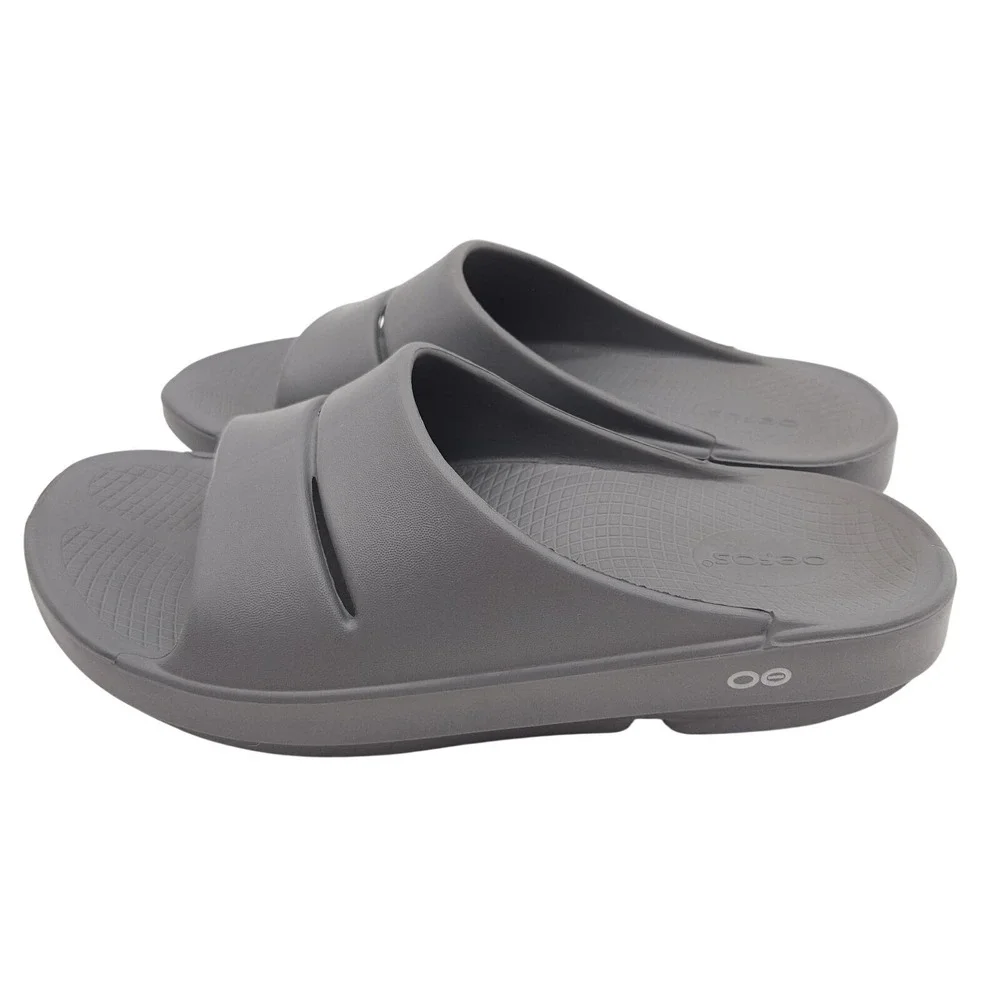 OOFOS Men's 10 Gray OOahh Recovery Slide Sandal‎ Sport Comfort Orthopedic Foam